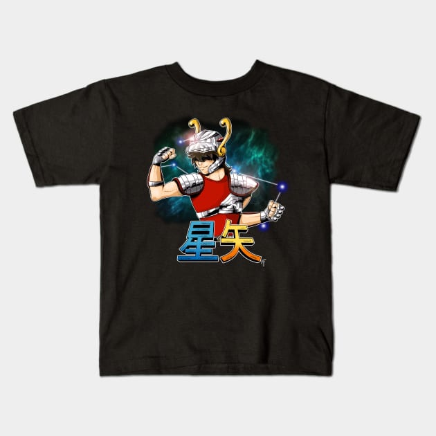 Pegasus Seiya Kids T-Shirt by Mike's Prints